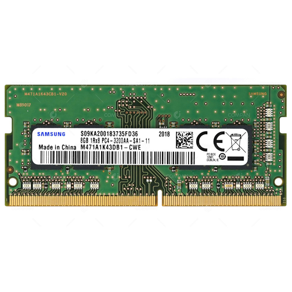 M471A1K43DB1-CWE SAMSUNG MEMORY 8GB 1RX8 PC4 3200AA DDR4 25600 260 PIN CL22 1.2V SODIMM UNBUFFERED NON ECC FOR LAPTOP -